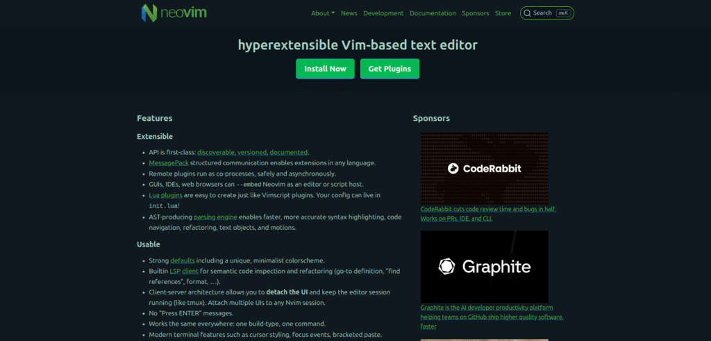 Site do editor de código NeoVim