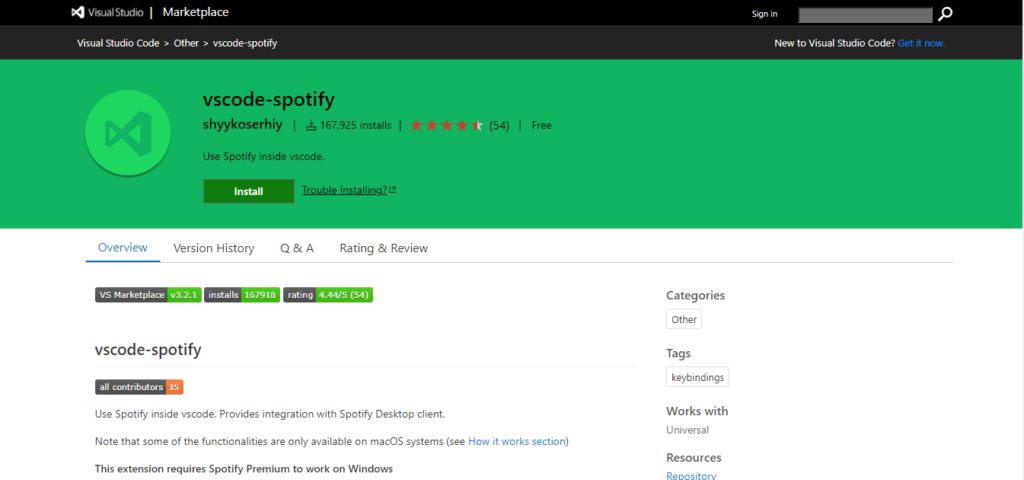VScode Spotify