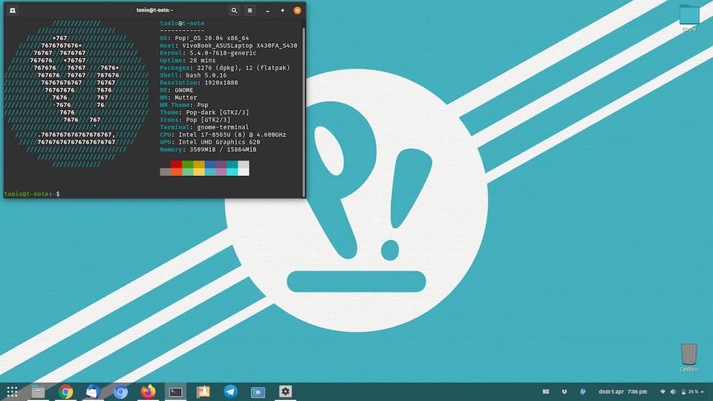 Distro Linux pop os