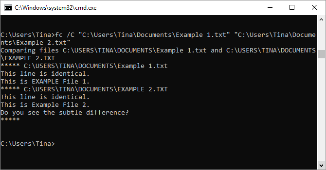 File Compare prompt de comando
