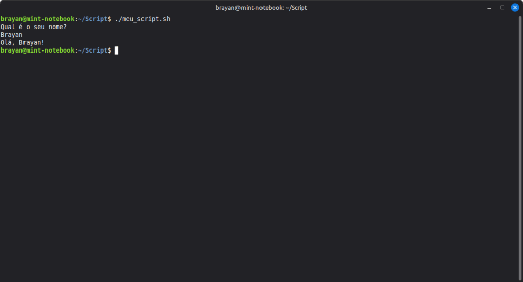 script bash usando variável