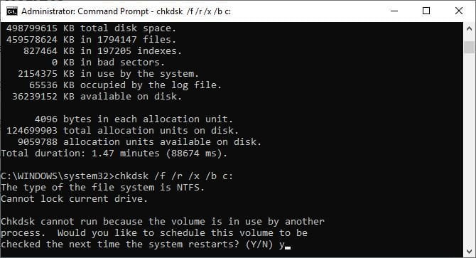 chkdsk prompt de comando