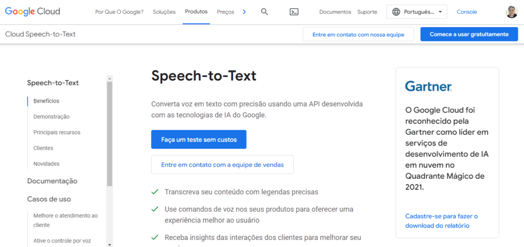Speech-to-Text do Google Cloud