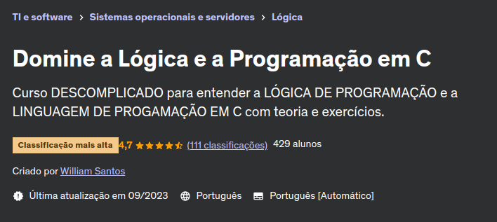 Domine a Lógica e a Programação em C Udemy