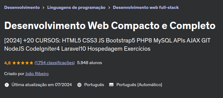 Desenvolvimento Web Compacto e Completo udemy