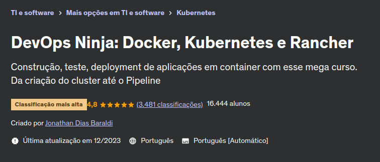 DevOps Ninja: Docker, Kubernetes e Rancher Udemy
