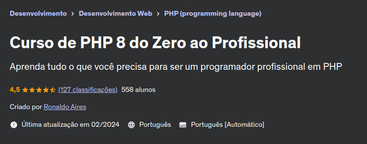 Curso de PHP 8 do Zero ao Profissional Udemy